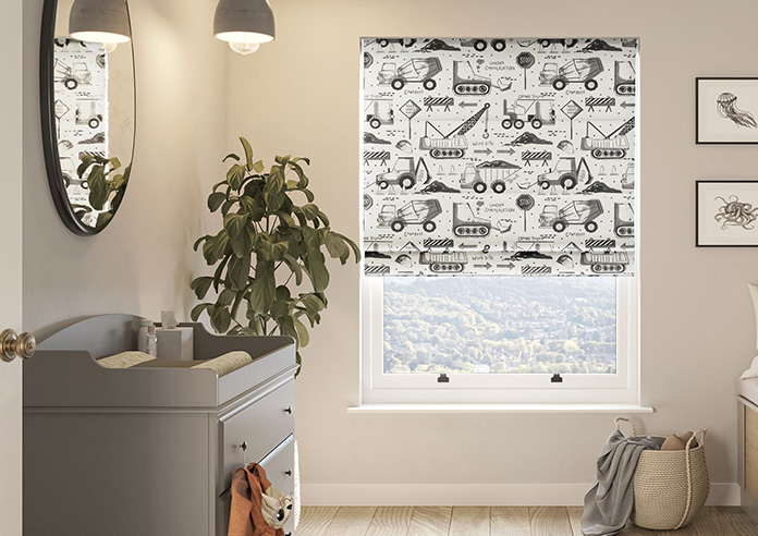 Tinker Town, Black And White - Twist&Fit Roman Blind - Image 3
